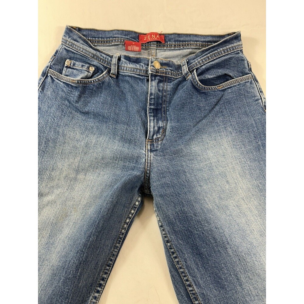 VTG Zena Jeans Womens Size 10 High Rise Straight Leg Dark Wash Y2K Denim Flawed